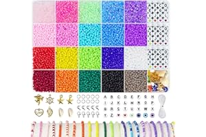 Redtwo 7200pcs Glass Seed Beads for Bracelet Making Kit, Small Seed Beads for Friendship Jewelry Making Set,Tiny Mini Waist Beads DIY Gifts for Teen Girls Crafts for Girls Ages 8-12.