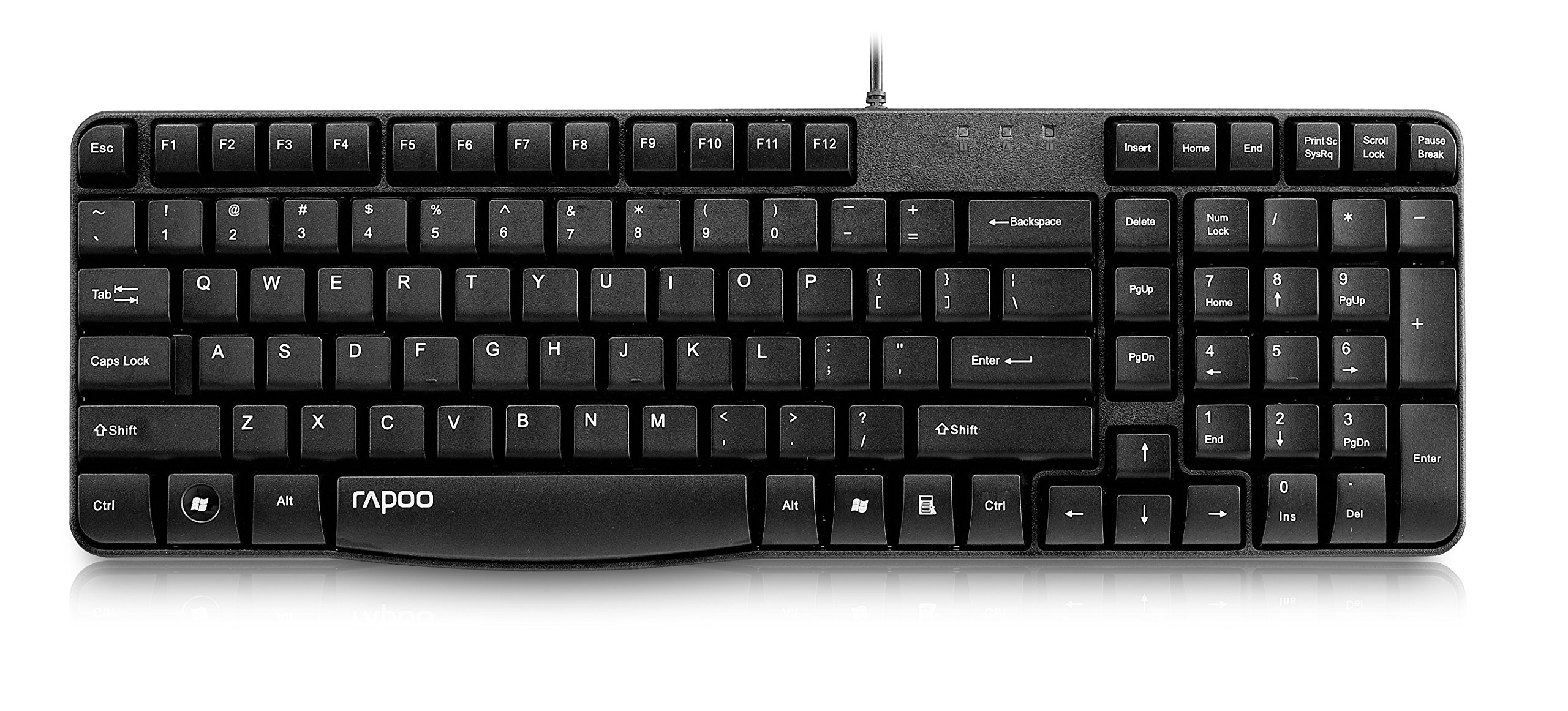 Rapoo "N2400" Spill Resistant Wired Keyboard, QWERTY UK, Black