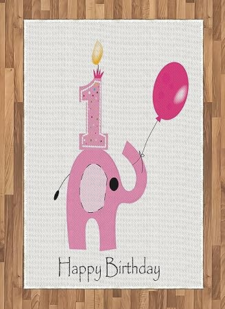 Amazon Com Ambesonne 1st Birthday Area Rug Minimalist Design With