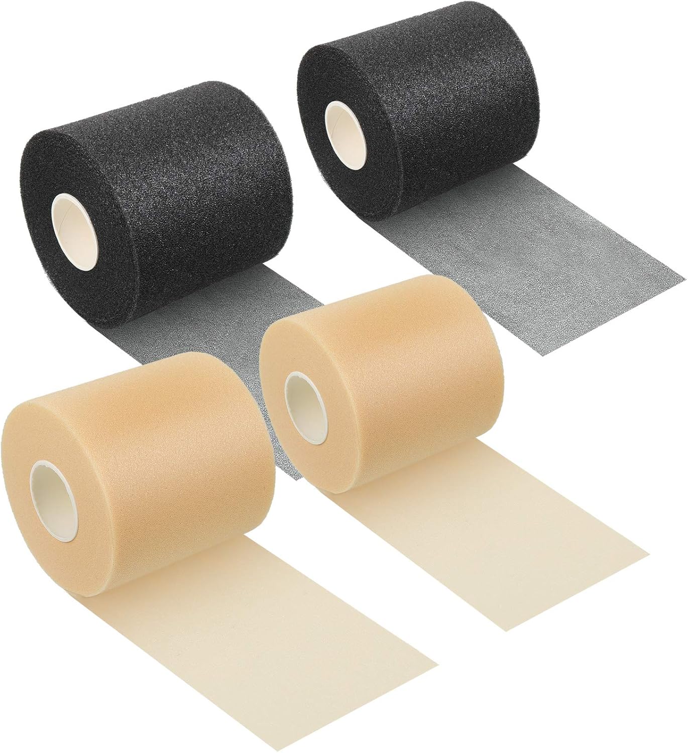 4 Pieces Foam Underwrap Athletic Foam Tap Sports Pre-wrap Athletic Tape for Ankles Wrists Hands and Knees, 2.75 x 30 Yards (Black and Beige): Sports & Outdoors