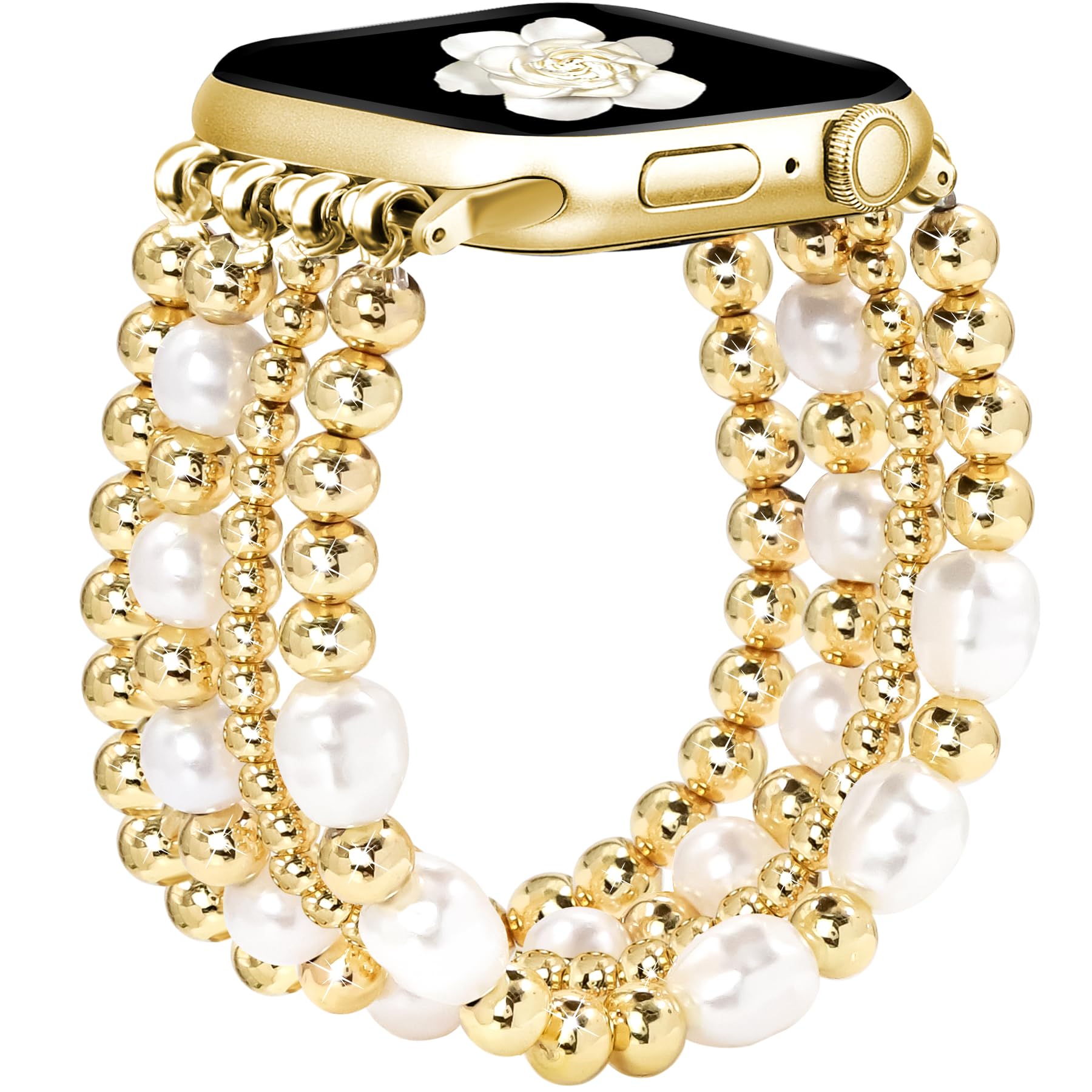 Photo 1 of JR.DM Beaded Bracelet Women Compatible with Apple Watch Bands 46/45/44/42/41/40/38mm Dressy Fancy Fashion Cute Stretchy Elastic Jewelry Strap Replacement for iWatch Series 10/9/8/SE/7/6/5/4/3/2/1