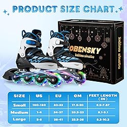 OBENSKY Inline Skates for Kids Ages 5-8, Adjustable