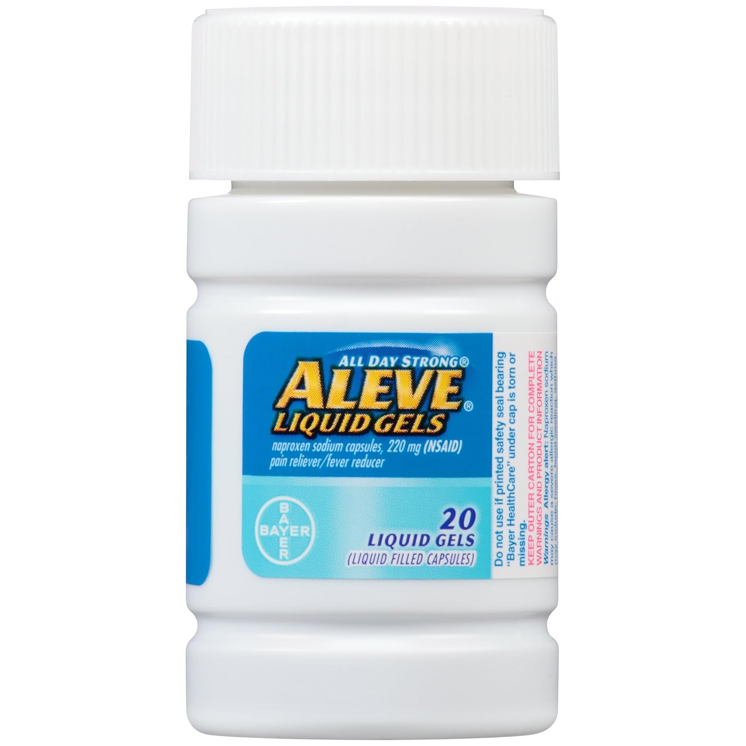 Aleve Liquid Gels, Naproxen Sodium Capsules 220 mg (NSAID), Pain Reliever/Fever Reducer, Fast Pain Relief, 20 Count: Prime Pantry