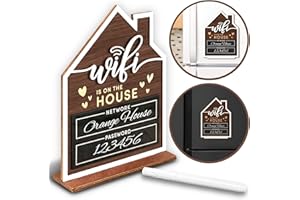 Woodamore Wifi Sign For Guests - Wood Wifi Password Sign for Home Business, Wifi Board Sign Guest Bedroom Essentials, Guest Room Decor Wooden Wifi Name Sign with Erasable Pen