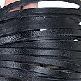 Tacool Lace Flat Genuine Leather Strip Cord Braiding String Firt Large Hole Gemstone Beads for Jewelry Making (Black, 2x5mm 10meters)