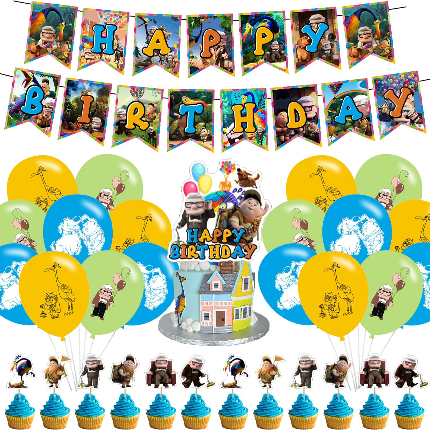 Photo 1 of ?? Inspired Birthday Decorations, Cartoon Game Party Decorations Include Happy Birthday Banner, Balloons, Cake Toppers and Cupcake Toppers for Boys Girls Party Decor