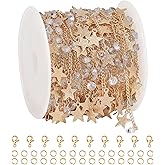 YOUBEIYEE 4 Meters Clear Zircon Chain for Jewelry Making Gold Plated Brass Star Chain for Women Necklace DIY Jewelry Supplies Findings