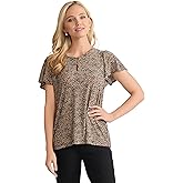 Jones New York Womens Short Flutter Sleeve Animal Print Top