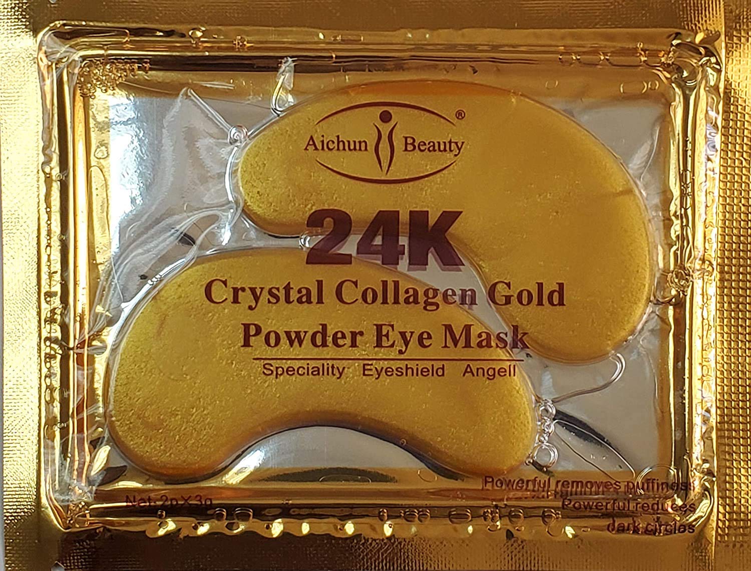 AICHUN BEAUTY 10/20/30/40/100 Pairs Crystal 24K Gold Powder Gel Collagen Eye Mask Sheet Patch Anti Ageing Remove Bags Dark Circles & Puffiness Skincare Anti Wrinkle Moisturising (100)