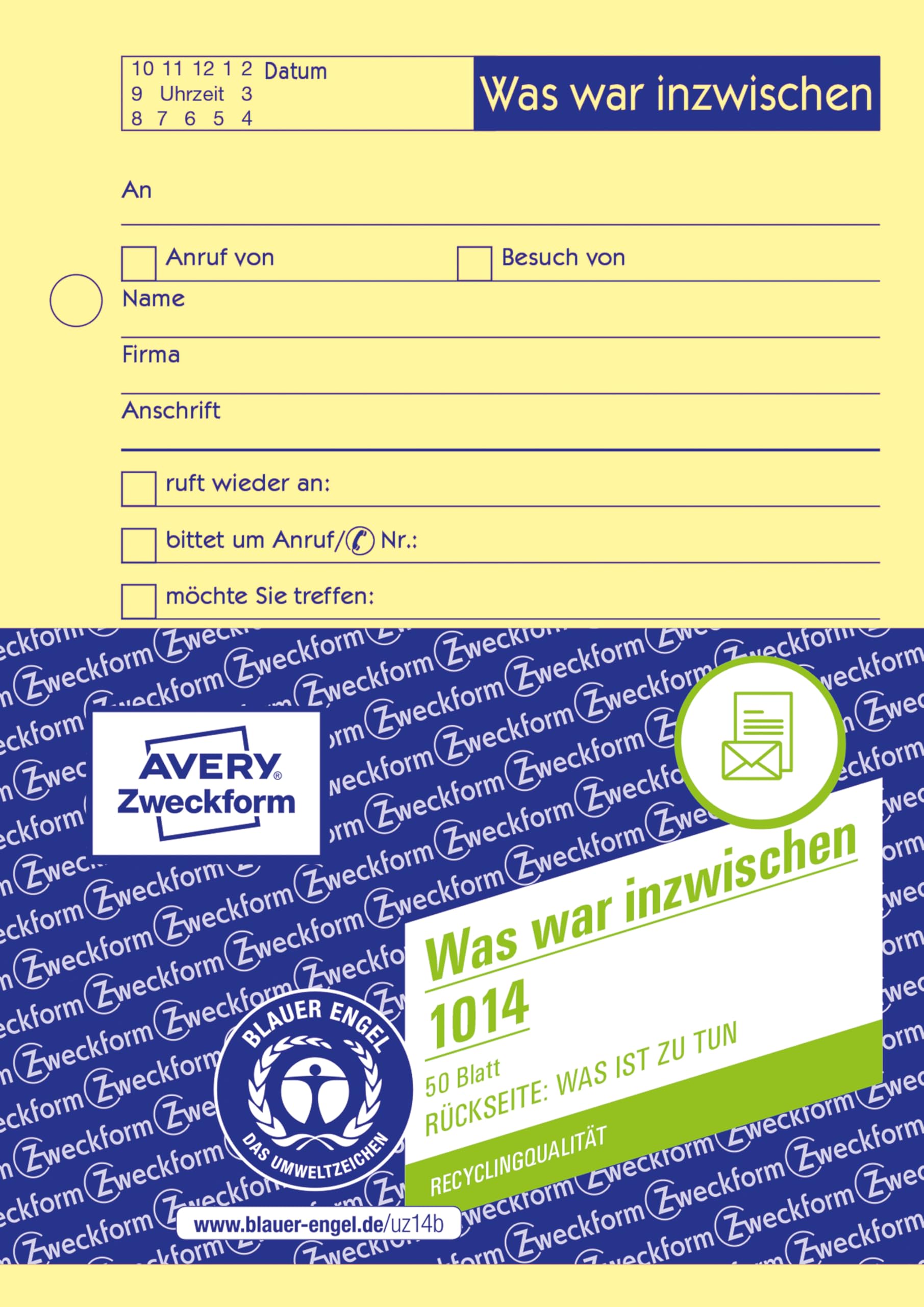 AVERY Zweckform 1014 Conversation Note (A6, was was inbetween/was ist zu do, 50 Sheets) Orange