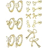 YADOCA Hypoallergenic Earrings for Girls Cute Kids Jewelry Screw Back Toddler Baby Huggie Hoops Earrings Studs Surgical Stainless Steel Earrings Set for Sensitive Ears Flower Heart Earrings for Women