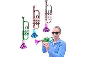 ZUGAR LAND Metallic Trumpets (13 Inch) Plastic Noisemaker Music Toys for Kids Instruments Noise Makers for Birthday Partie Favors Sports Mardi Gras (6 Metallic Trumpets)