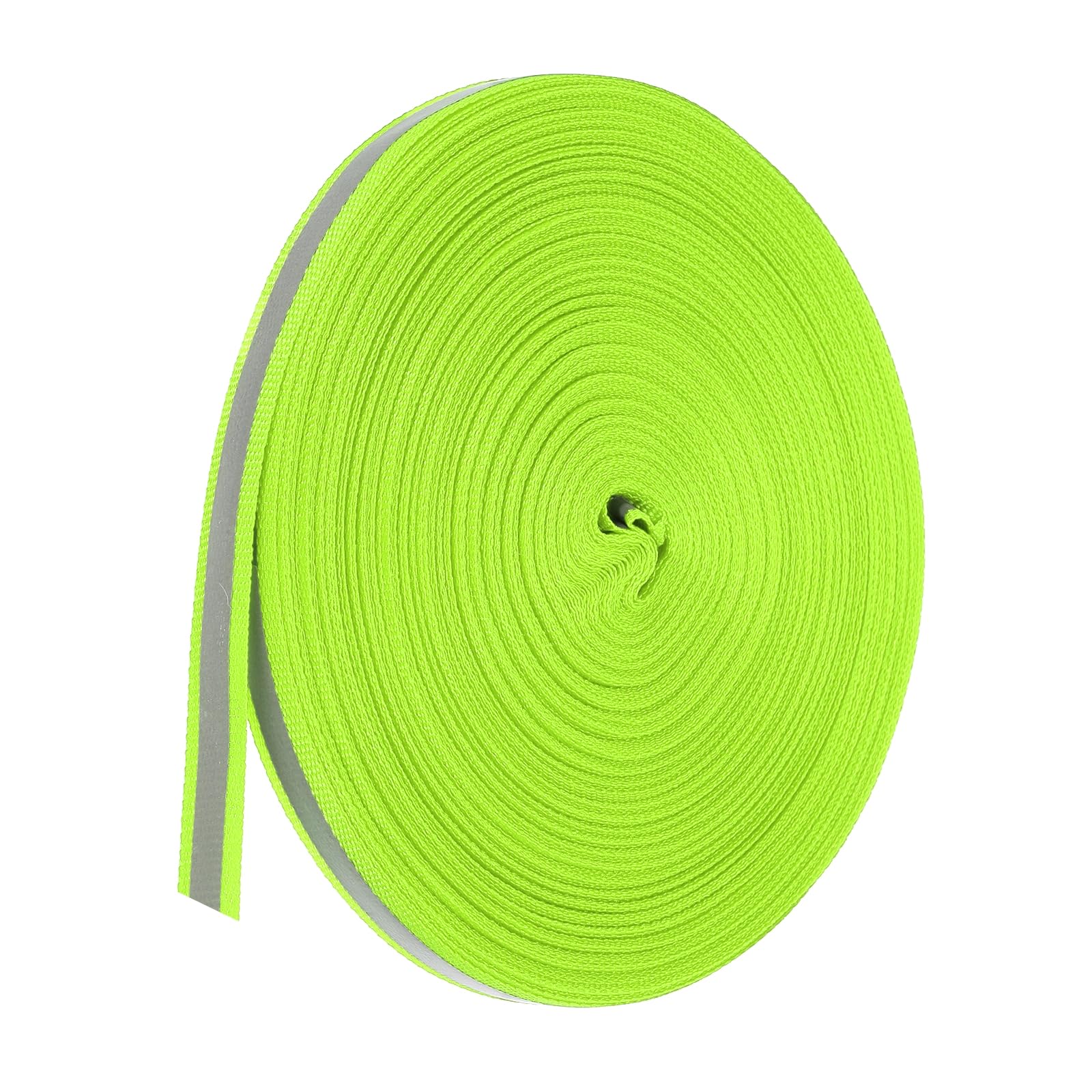 PATIKIL Reflective Tape Strip, 10mm x 50yards High Visibility Reflective Tape Sew-on DIY Warning Safety Fabric Webbing for Clothing Raincoats, Fluorescent Green