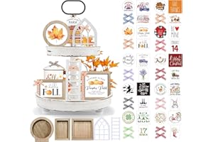 CRCZK 10 Themes Interchangeable Seasonal Decor Set - Farmhouse Fall Tiered Tray Decorations, Perfect for Holiday Decor, Lavender Decor Fall Decorations for Home