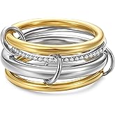 YOQ Stackable Gold Rings for Women Non Tarnish, Stack Cubic Zirconia Rings, Gold and Silver Rings Set Jewelry Gifts