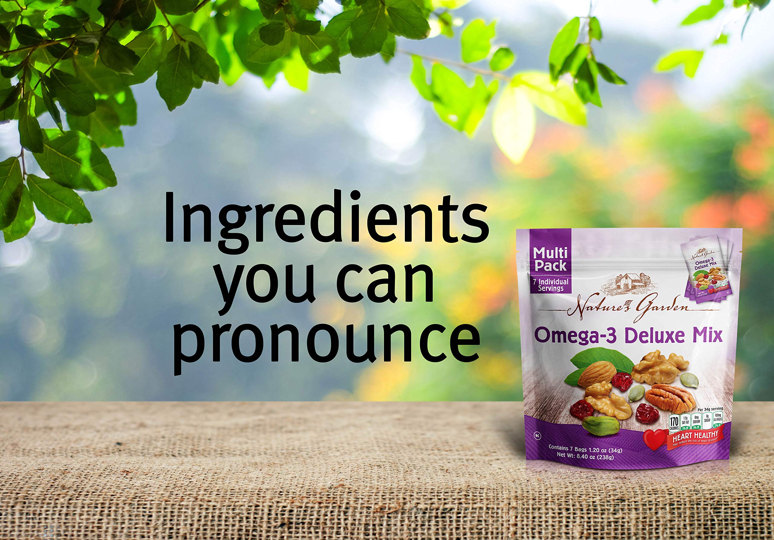 Nature's Garden Omega3 Deluxe Mix Heart Healthy Snack 1.2oz Bags