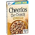 Cheerios Oat Crunch Oats 'N Honey Breakfast Cereal, Made with Whole Grain, Large Size, 18.2 oz