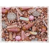 2.1oz (60 g) Mix of Unique Czech Bohemia Glass Pressed Beads, Dirty Pink Antique, Table Cut, Matte and Glossy, Faceted Fire Polish, Hand Made Set Kit BCV
