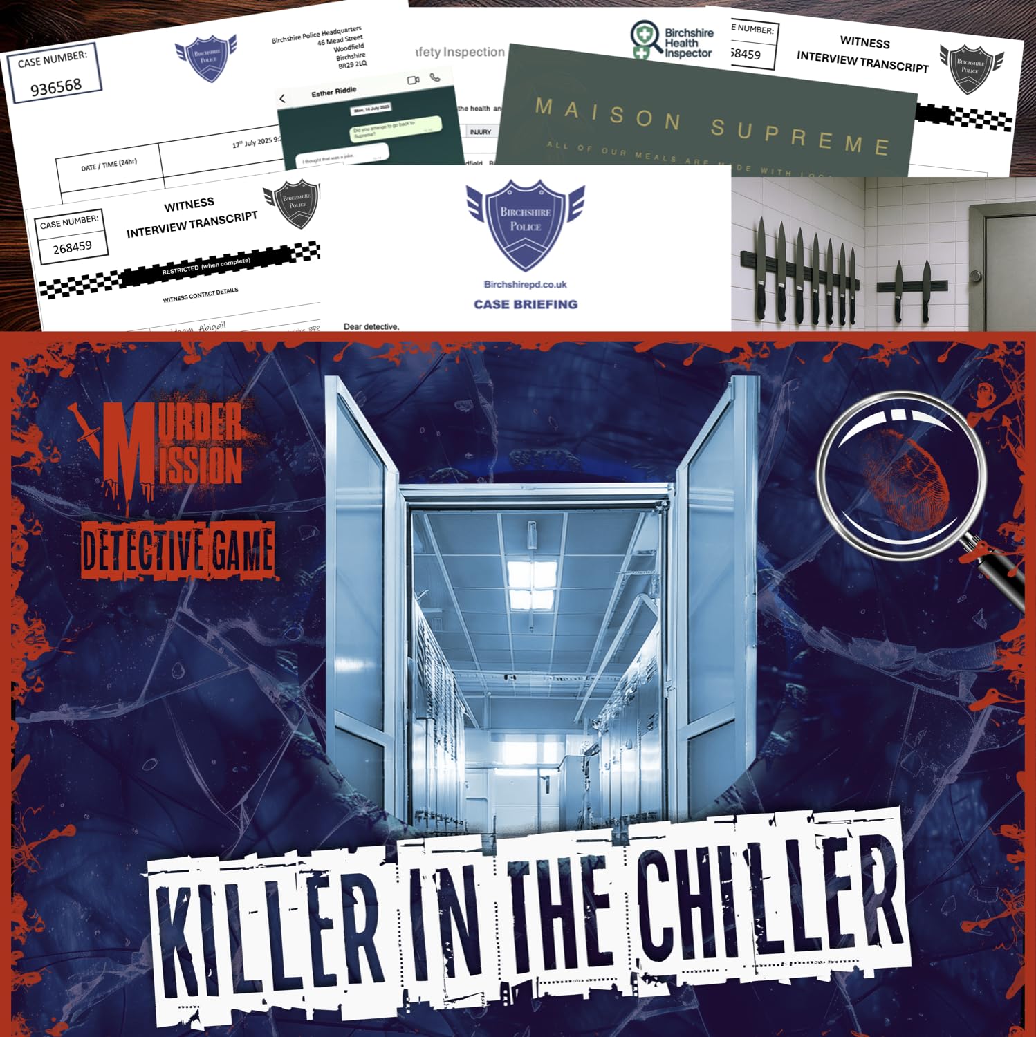 Killer In The Chiller - Murder Mission Mystery Detective Game - Unsolved Open Cold Cryptic Case File - Dinner Parties Groups Couples or Solo Players