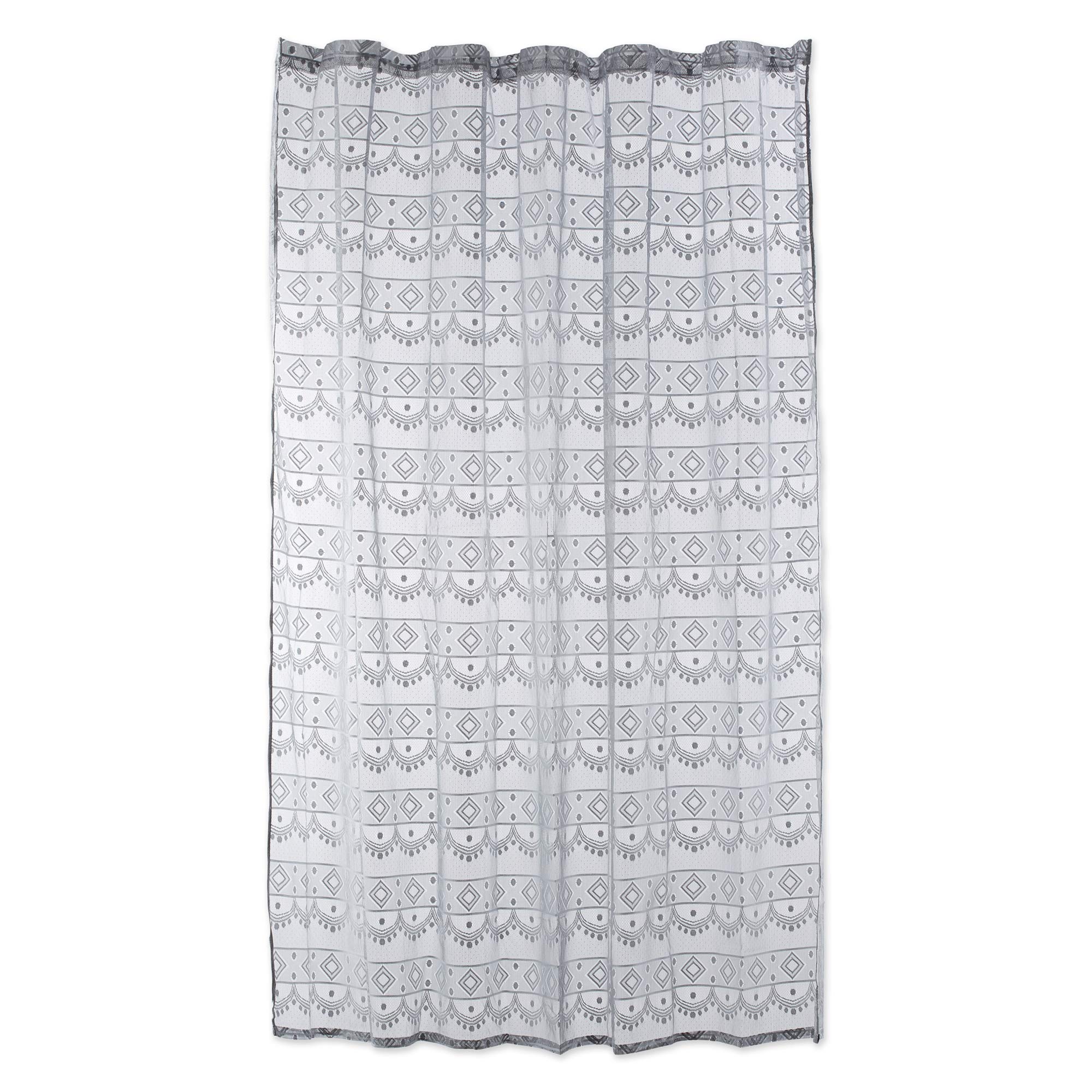 DII Oceanique Elegant, Modern Diamond Lace Design, Water & Wrinkle Resistant, 100% Polyester, Machine Washable Shower Curtain, 72x72, Gray