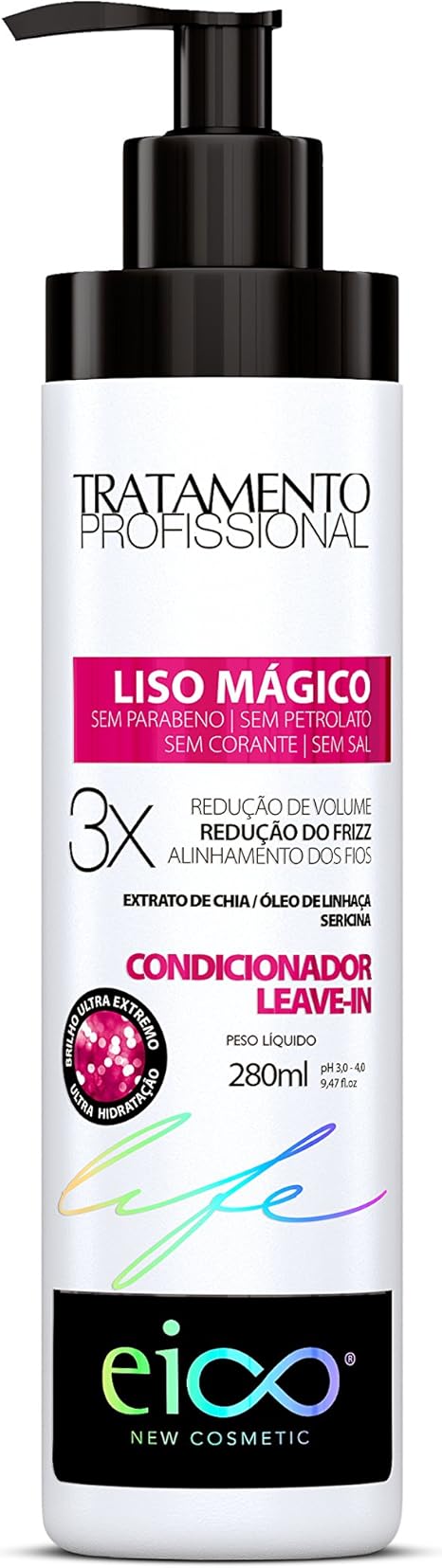 Eico Condicionador Leave-In Eico Life Liso Mágico, 280 ml