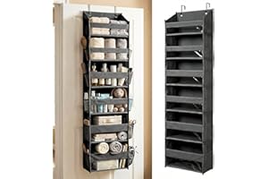 HOMELUX THEORY UPGRADED 6 Tiers Over The Door Organizer Hanging - 100D EXTRA THICK & 50lbs HUGE CAPACITY, 12 Side Mesh Pocket