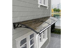 GGNEBAI Door Awning Window Canopy with Drainage,40x118 Inch Spliced Awning for Door Entrance,Porch,Patio,Deck,Polycarbonate Awnings for Doors,UV, Rain, Snow Protection
