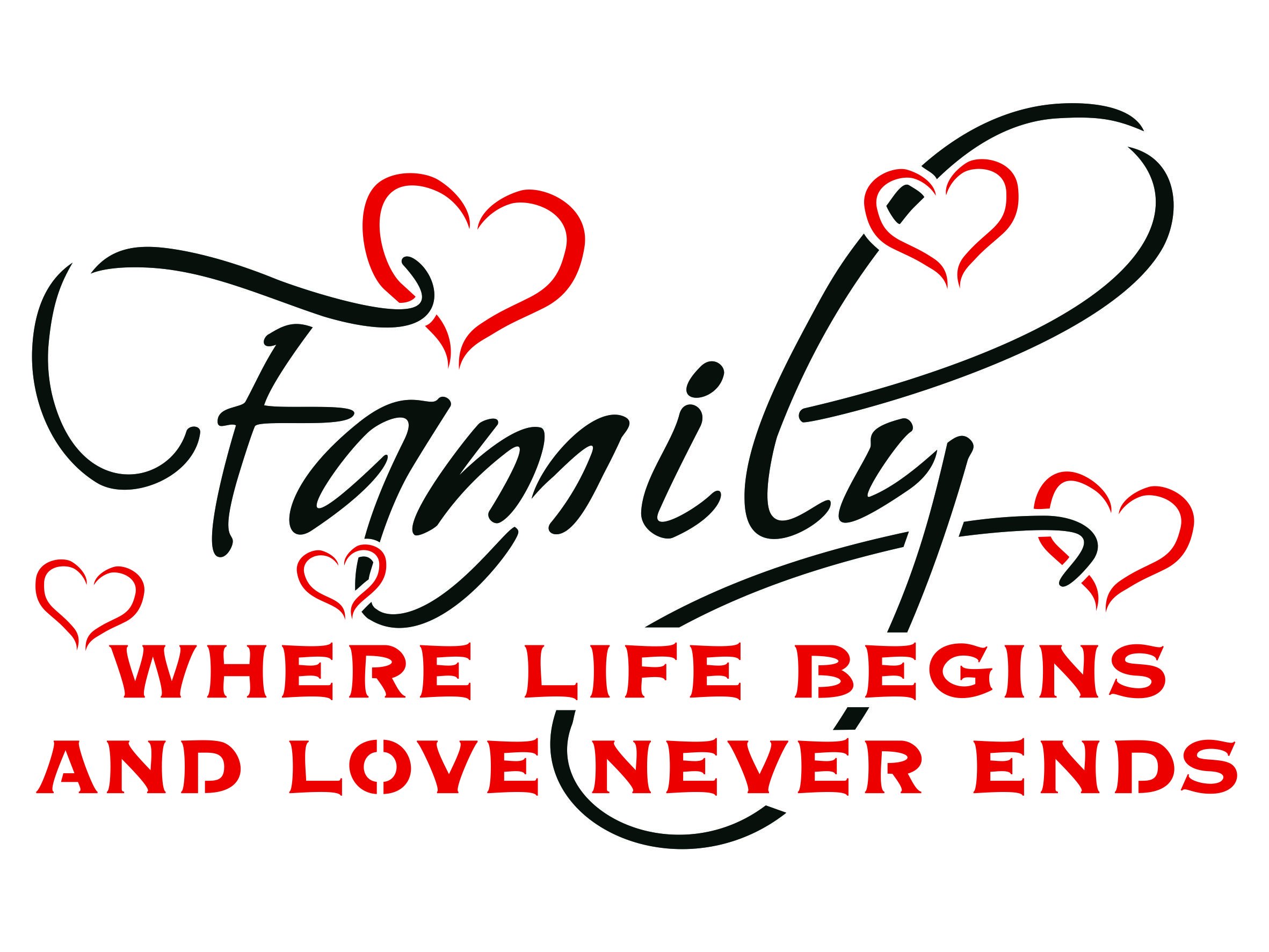 Family Stencil - 26.5 x 16.5cm (S) - Reusable Quote Saying Words Wall Stencil Template