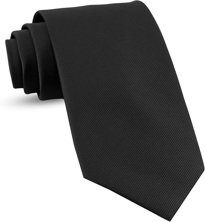 Handmade XL Black Ties For Men Woven Big and Tall Tie Mens Ties Solid