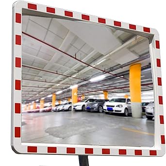 professioneller Verkehrsspiegel mit Reflektoren Konvexspiegel Sicherheitsspiegel Beobachtungsspiegel 40x60 cm Top Sicht mit D