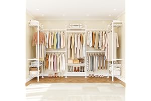 U5 Wall Mounted Closet System, Industrial Pipe Clothing Rack Garment Racks for Hanging Clothes, Heavy Duty Closet Organizers 