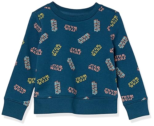 Amazon Essentials Disney | Marvel | Star Wars | Princess Toddler Girls' Fleece Pullover Crew Sweatshirt, Star Wars Logo, 3T