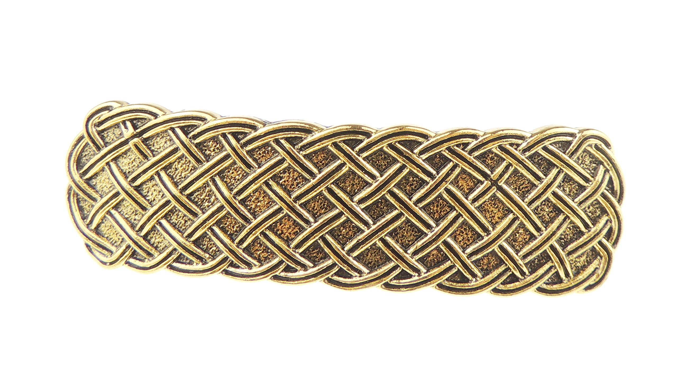 Vintage Look Womens Girls Wedding Bridal Party Evening Ponytail Fine Hair Accessories Occasion Barrette Hairpin Grip French Metal Spring Clip Viking Nordic Celtic Knot Swirls Basket Weave (Gold Tone)