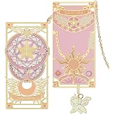 Magic Cards Captor Sakura Anime Bookmarks Set for Fans | Brass Anime Bookmarks with Cute Cartoon Designs, Reading Accessories for Women Men, Book Lovers Gifts Anime Fan Collection