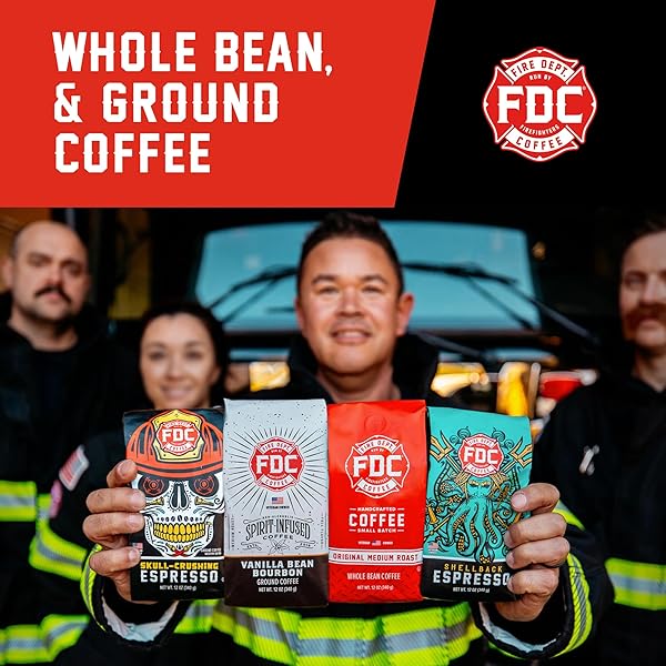 FIRE DEPARTMENT COFFEE – GIVES BACK TO FIREFIGHTERS – FULL-BODIED & BOLD SKULL CRUSHING ESPRESSO GROUND COFFEE – ROASTED IN THE USA – VETERAN OWNED – 12 OZ
