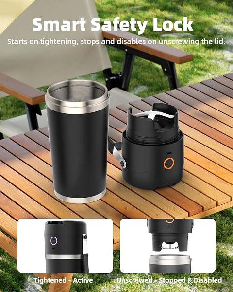PORTABLE BLENDER WITH INSULATED CUP, PERSONAL BLENDER FOR SMOOTHIES, 11.1V HIGH-TORQUE MOTOR, LED DISPLAY, STAINLESS STEEL CUP, KEEP COLD 24 HOURS, SELF-CLEANING, USB-C RECHARGEABLE, 20 OZ, TRAVEL LID