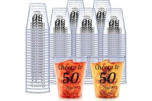 KZEIRM 110PCS Cheers to 50 Years Shot Glasses 2oz Disposable Cups, 50th Birthday Party Favors for Her and Him Women Men Anniversary Wedding Decorations, 50th Party Favors for Guests, Class Reunion Favors