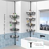 KEGII Telescopic Corner Shower Caddy Black 4-Tier Adjustable Shelf view 9