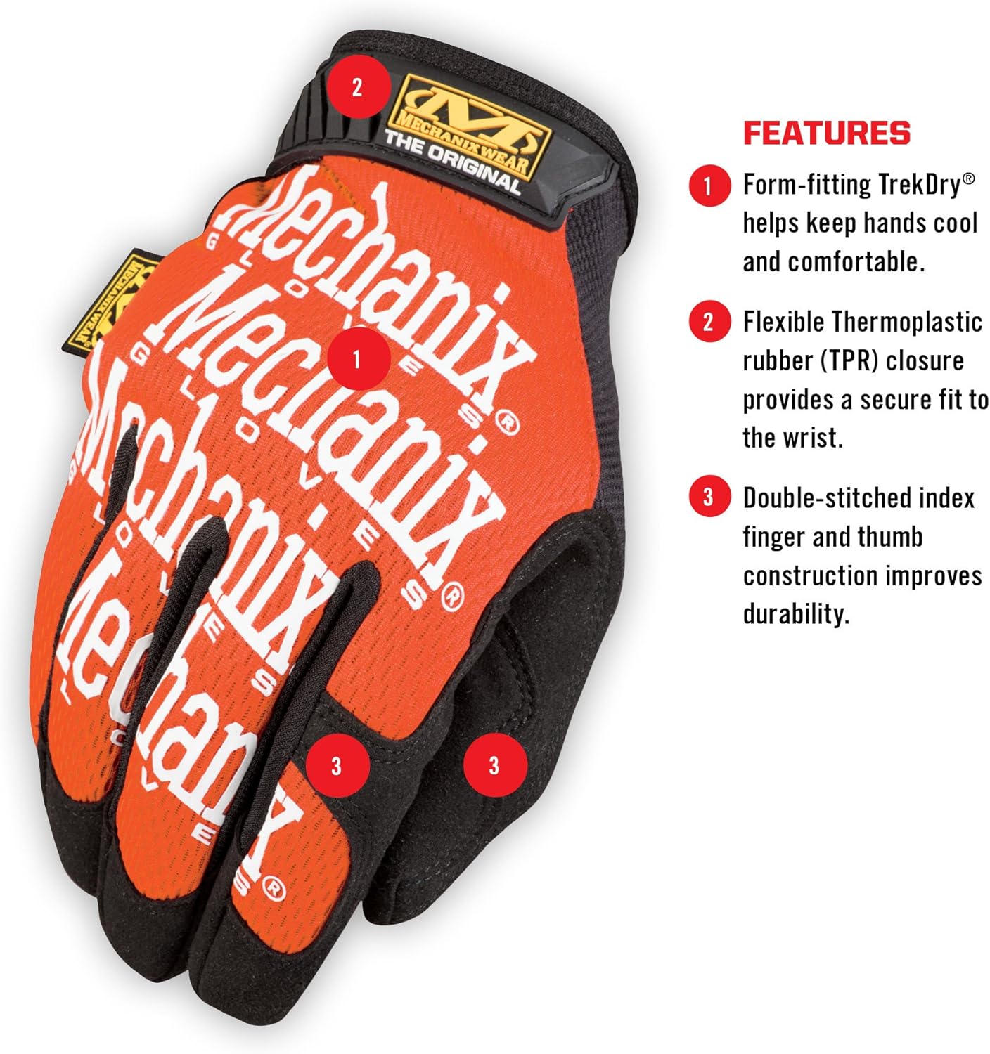 Lab, Safety & Work Gloves Small, Orange Mechanix Wear Original Gloves