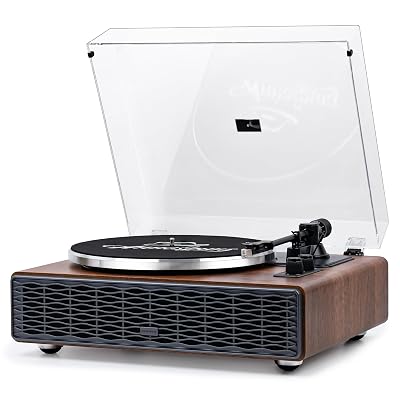 Annesburg Vinyl Record Player, Bluetooth Turntable with Built in Speakers for Vinyl Records, High Fidelity Belt Drive 33/45 RPM, Magnetic Cartridge AT-3600L, Retro Wood Design