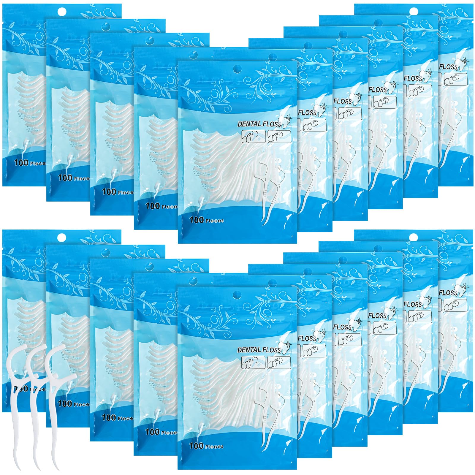 Photo 1 of Maxcheck 2000 Count Floss Picks Bulk Natural Dental Floss Picks Toothpicks Sticks High Pull Tooth Flosser Sustainable for Teeth