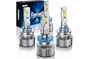 forenner H11/H9/H8 Low Beam and 9005/HB3 High Beam LED Bulbs Combo, 40000LM Super Bright 6500K Cool White, Canbus Ready, Plug and Play, Pack of 4