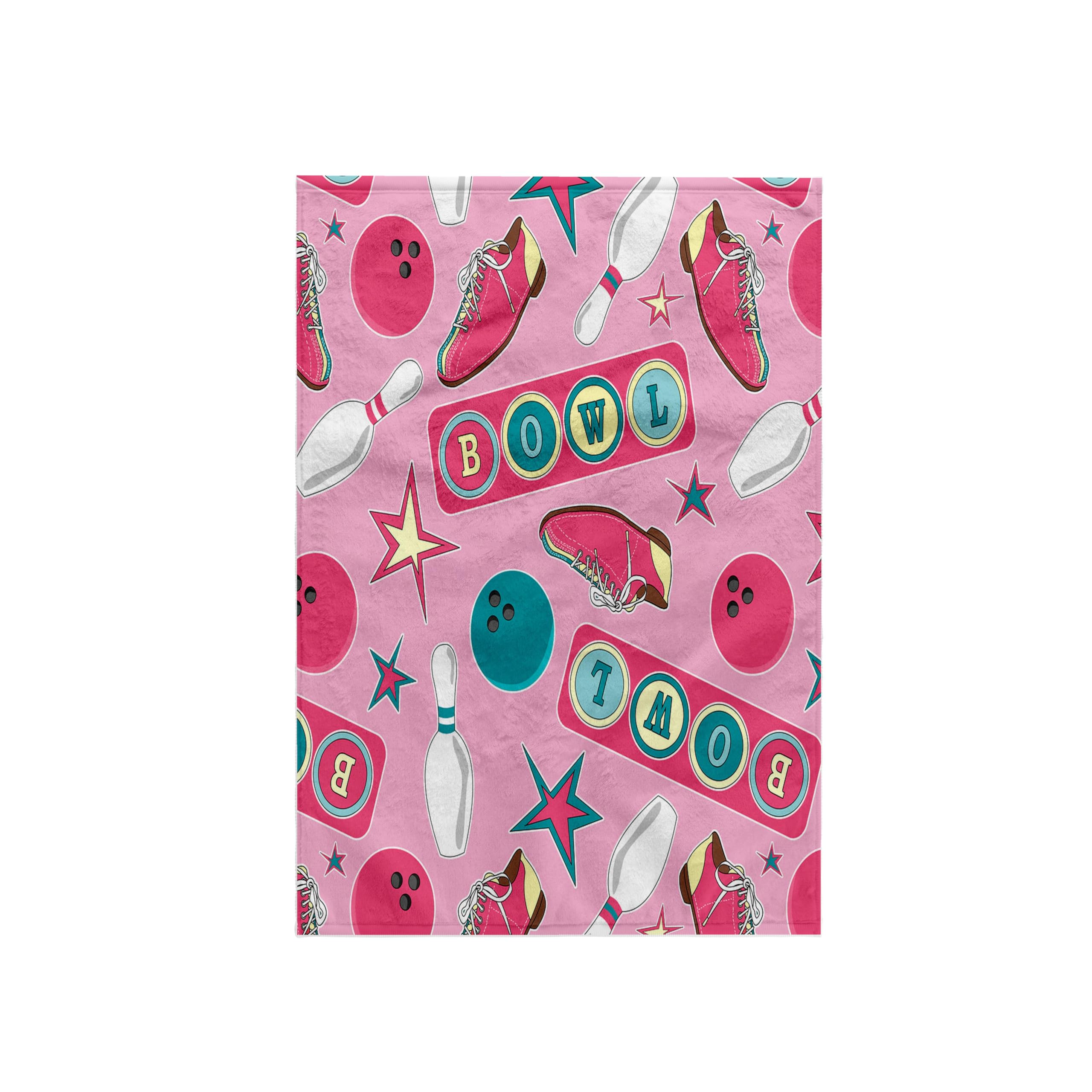3dRose "Retro Bowling Print Pink Towel, White, 15 x 22-Inch