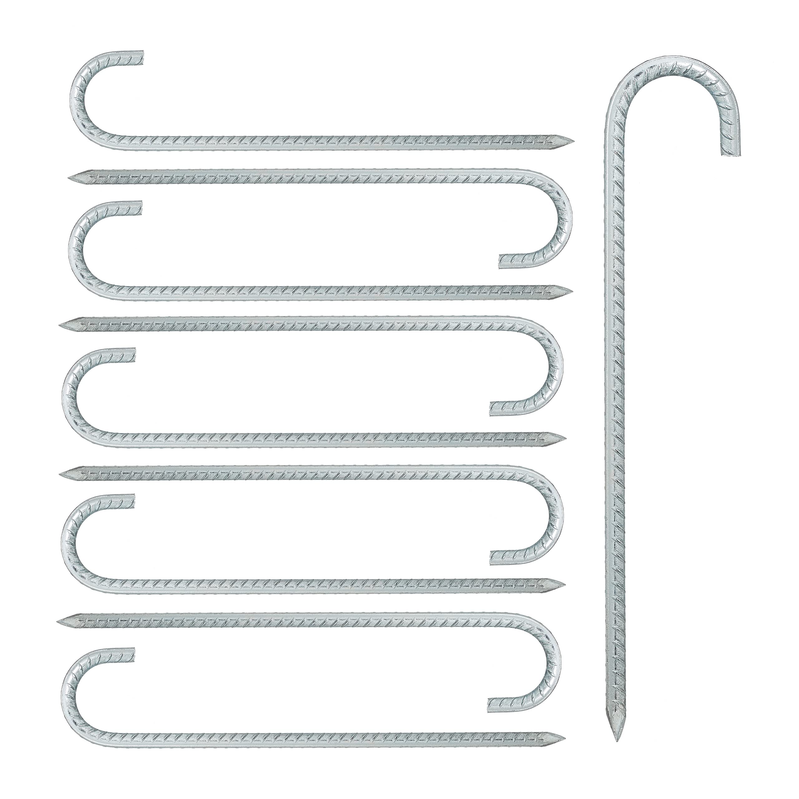 Relaxdays Ground Anchor, Set of 10, XL Tent Pegs, Extra Long, Sturdy Ground Anchor, Camping, Tent Accessories, Steel, 39 cm, Silver