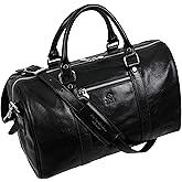 Full Grain Leather Small Duffel Bag Gym Bag Weekender Overnight Unisex Brown - Time Resistance