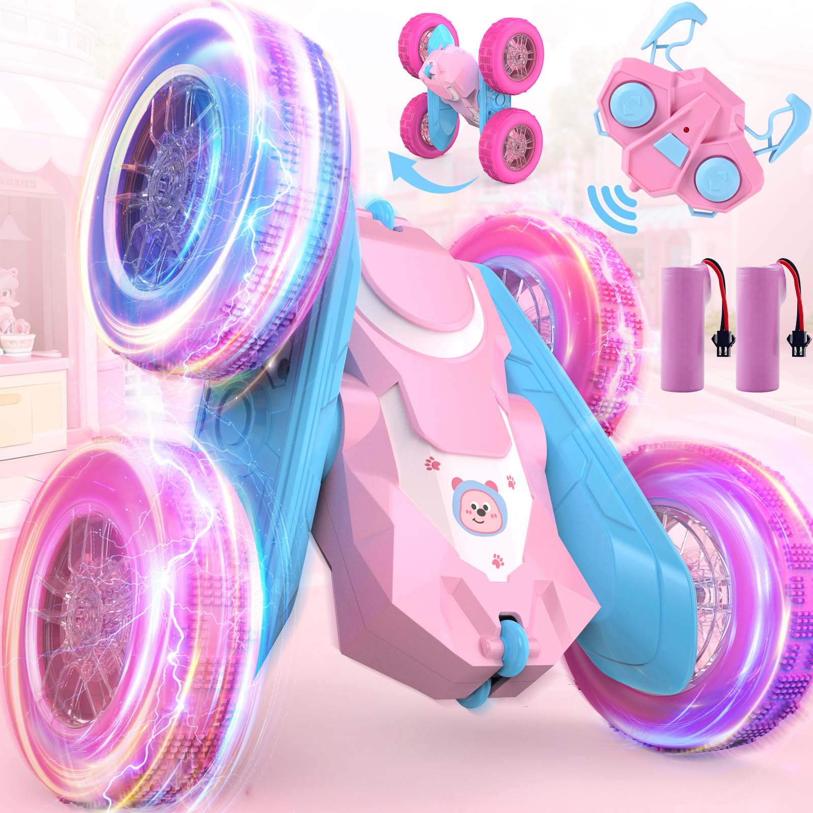 Photo 1 of *UNTESTED*
NQD® Remote Control Car for Girls, Pink RC Cars Double-Sided 360° Spin with Flashing Wheel Lights 2 Batteries, 2.4 GHz Rechargeable RC Stunt Car Toy for 4 5 6 7 8 9 10 11 +Year Old Girl Birthday Gifts