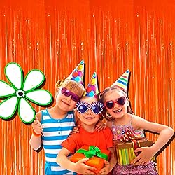 HalloweenDecorate 4 Pack Orange Foil Fringe Curtain