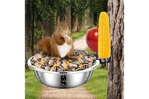 Zliiesns Metal Squirrel Feeders for Outside,Squirrel House for Outdoors, Durable Bowl Tree Mounted of Chipmunk Feeder, Squirrel Food for Backyard Squirrels Hold Corn, Corn Cob, Peanuts (8.5 Inch)