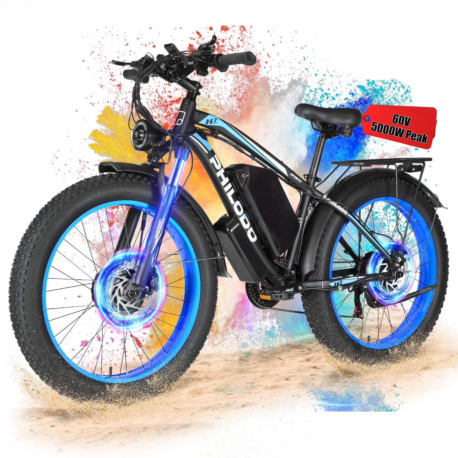 PHILODO Electric Bike for Adults, Fat Tire Ebike 26