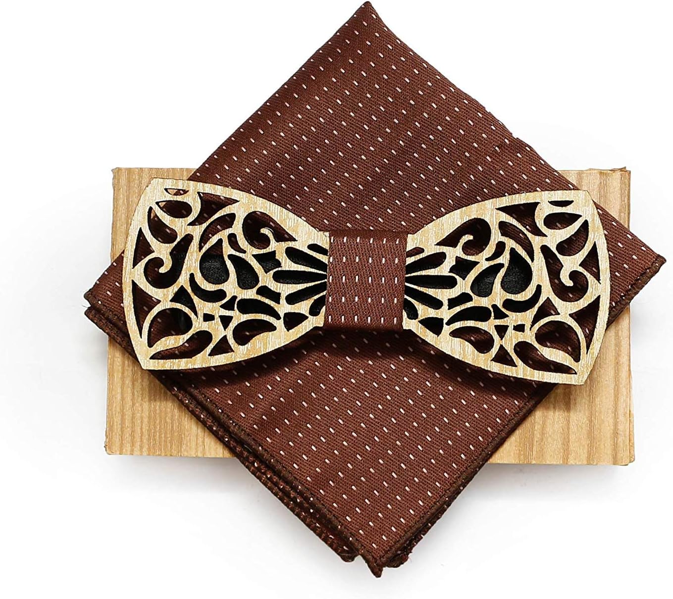 Axlon Men Wooden Style Bow Tie (WD_Flower, Free Size)